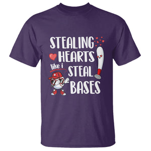 Valentine's Day T Shirt Stealing Hearts Like I Steal Bases Funny Baseball TS09 Purple Printyourwear