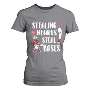 Valentine's Day T Shirt For Women Stealing Hearts Like I Steal Bases Funny Baseball TS09 Charcoal Print Your Wear