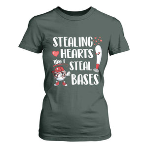 Valentine's Day T Shirt For Women Stealing Hearts Like I Steal Bases Funny Baseball TS09 Dark Forest Green Print Your Wear