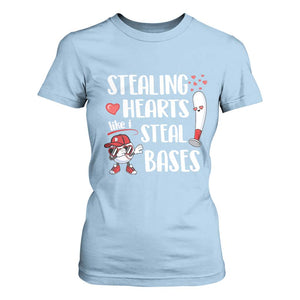 Valentine's Day T Shirt For Women Stealing Hearts Like I Steal Bases Funny Baseball TS09 Light Blue Print Your Wear