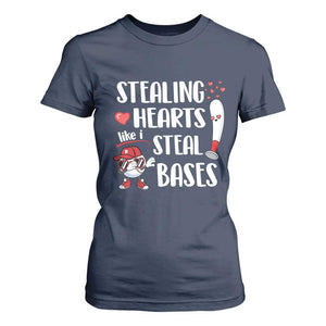 Valentine's Day T Shirt For Women Stealing Hearts Like I Steal Bases Funny Baseball TS09 Navy Print Your Wear