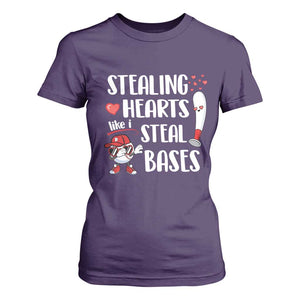 Valentine's Day T Shirt For Women Stealing Hearts Like I Steal Bases Funny Baseball TS09 Purple Print Your Wear