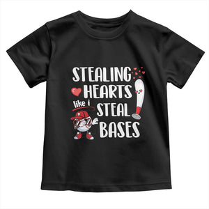 Valentine's Day Toddler T Shirt Stealing Hearts Like I Steal Bases Funny Baseball TS09 Black Print Your Wear