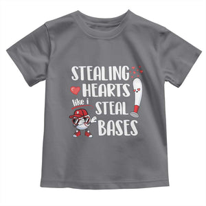 Valentine's Day Toddler T Shirt Stealing Hearts Like I Steal Bases Funny Baseball TS09 Charcoal Print Your Wear