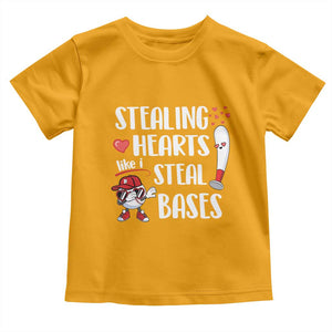 Valentine's Day Toddler T Shirt Stealing Hearts Like I Steal Bases Funny Baseball TS09 Gold Print Your Wear