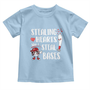 Valentine's Day Toddler T Shirt Stealing Hearts Like I Steal Bases Funny Baseball TS09 Light Blue Print Your Wear