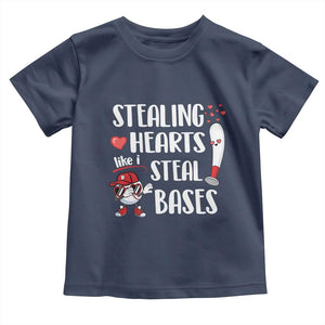 Valentine's Day Toddler T Shirt Stealing Hearts Like I Steal Bases Funny Baseball TS09 Navy Print Your Wear