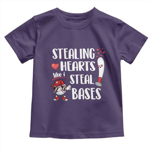 Valentine's Day Toddler T Shirt Stealing Hearts Like I Steal Bases Funny Baseball TS09 Purple Print Your Wear