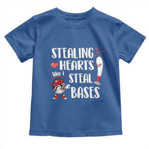 Valentine's Day Toddler T Shirt Stealing Hearts Like I Steal Bases Funny Baseball TS09 Royal Blue Print Your Wear