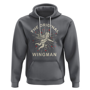 Valentine's Day Hoodie The Original Wingman Vintage Cupid Aesthestic TS09 Charcoal Printyourwear