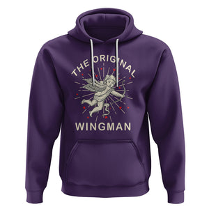 Valentine's Day Hoodie The Original Wingman Vintage Cupid Aesthestic TS09 Purple Printyourwear