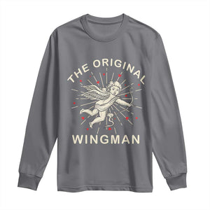 Valentine's Day Long Sleeve Shirt The Original Wingman Vintage Cupid Aesthestic TS09 Charcoal Print Your Wear