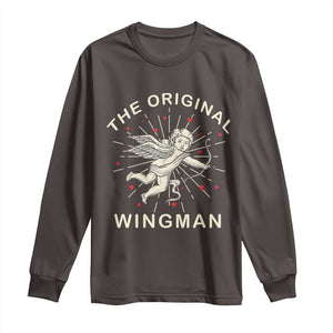 Valentine's Day Long Sleeve Shirt The Original Wingman Vintage Cupid Aesthestic TS09 Dark Chocolate Print Your Wear