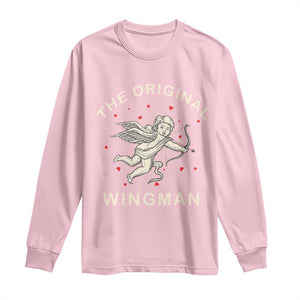 Valentine's Day Long Sleeve Shirt The Original Wingman Vintage Cupid Aesthestic TS09 Light Pink Print Your Wear