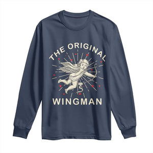 Valentine's Day Long Sleeve Shirt The Original Wingman Vintage Cupid Aesthestic TS09 Navy Print Your Wear