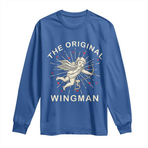 Valentine's Day Long Sleeve Shirt The Original Wingman Vintage Cupid Aesthestic TS09 Royal Blue Print Your Wear