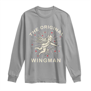 Valentine's Day Long Sleeve Shirt The Original Wingman Vintage Cupid Aesthestic TS09 Sport Gray Print Your Wear