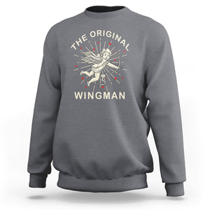 Valentine's Day Sweatshirt The Original Wingman Vintage Cupid Aesthestic TS09 Charcoal Printyourwear