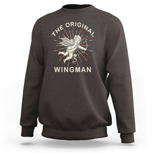 Valentine's Day Sweatshirt The Original Wingman Vintage Cupid Aesthestic TS09 Dark Chocolate Printyourwear