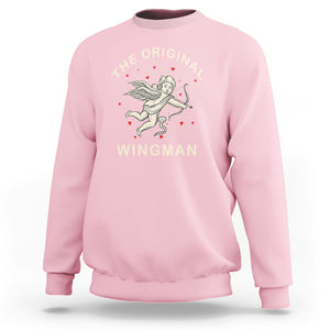 Valentine's Day Sweatshirt The Original Wingman Vintage Cupid Aesthestic TS09 Light Pink Printyourwear