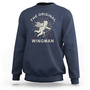 Valentine's Day Sweatshirt The Original Wingman Vintage Cupid Aesthestic TS09 Navy Printyourwear