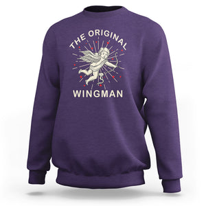 Valentine's Day Sweatshirt The Original Wingman Vintage Cupid Aesthestic TS09 Purple Printyourwear