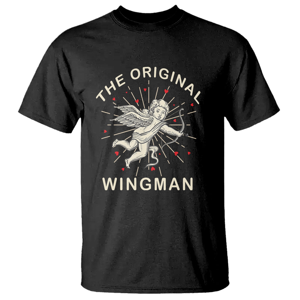 Valentine's Day T Shirt The Original Wingman Vintage Cupid Aesthestic TS09 Black Printyourwear