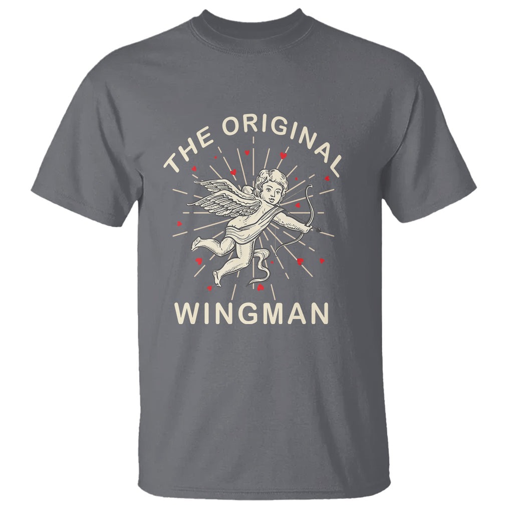 Valentine's Day T Shirt The Original Wingman Vintage Cupid Aesthestic TS09 Charcoal Printyourwear