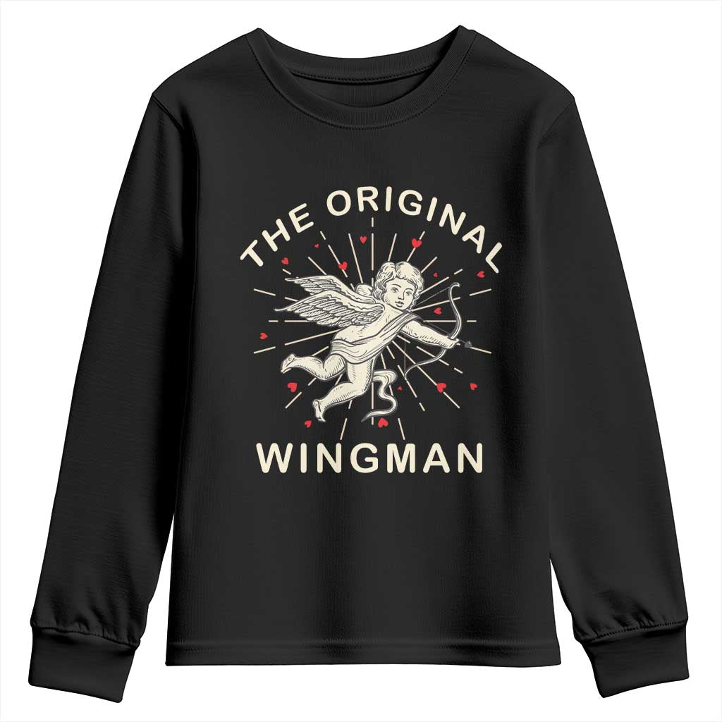 Valentine's Day Youth Sweatshirt The Original Wingman Vintage Cupid Aesthestic TS09 Black Print Your Wear