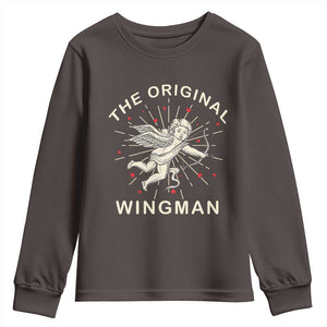 Valentine's Day Youth Sweatshirt The Original Wingman Vintage Cupid Aesthestic TS09 Dark Chocolate Print Your Wear