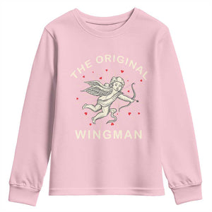 Valentine's Day Youth Sweatshirt The Original Wingman Vintage Cupid Aesthestic TS09 Light Pink Print Your Wear