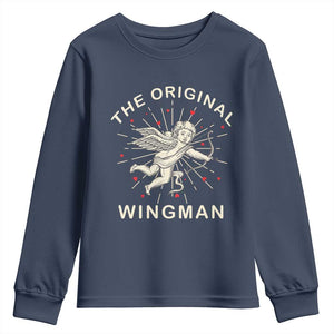 Valentine's Day Youth Sweatshirt The Original Wingman Vintage Cupid Aesthestic TS09 Navy Print Your Wear