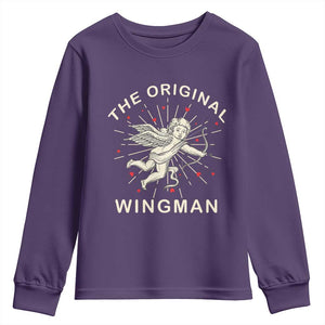 Valentine's Day Youth Sweatshirt The Original Wingman Vintage Cupid Aesthestic TS09 Purple Print Your Wear