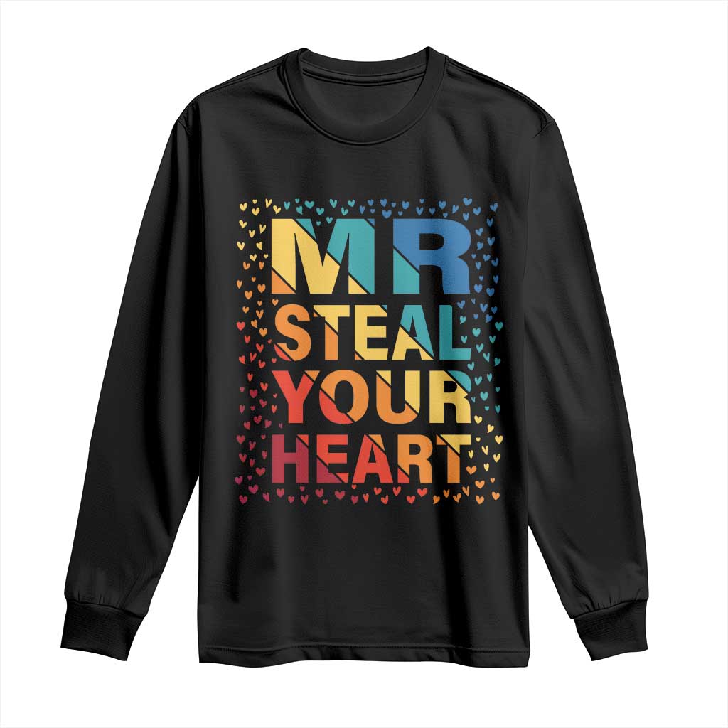 Valentine's Day Long Sleeve Shirt Mr Steal Your Heart Funny Rainbow Heart TS09 Black Print Your Wear