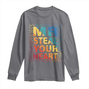 Valentine's Day Long Sleeve Shirt Mr Steal Your Heart Funny Rainbow Heart TS09 Charcoal Print Your Wear