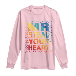 Valentine's Day Long Sleeve Shirt Mr Steal Your Heart Funny Rainbow Heart TS09 Light Pink Print Your Wear