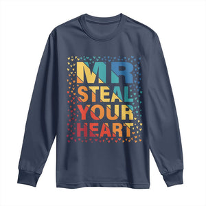 Valentine's Day Long Sleeve Shirt Mr Steal Your Heart Funny Rainbow Heart TS09 Navy Print Your Wear