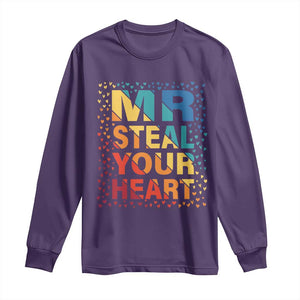 Valentine's Day Long Sleeve Shirt Mr Steal Your Heart Funny Rainbow Heart TS09 Purple Print Your Wear