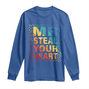 Valentine's Day Long Sleeve Shirt Mr Steal Your Heart Funny Rainbow Heart TS09 Royal Blue Print Your Wear