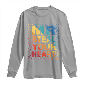 Valentine's Day Long Sleeve Shirt Mr Steal Your Heart Funny Rainbow Heart TS09 Sport Gray Print Your Wear