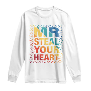 Valentine's Day Long Sleeve Shirt Mr Steal Your Heart Funny Rainbow Heart TS09 White Print Your Wear