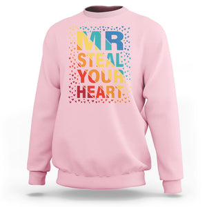 Valentine's Day Sweatshirt Mr Steal Your Heart Funny Rainbow Heart TS09 Light Pink Printyourwear