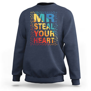 Valentine's Day Sweatshirt Mr Steal Your Heart Funny Rainbow Heart TS09 Navy Printyourwear