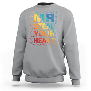 Valentine's Day Sweatshirt Mr Steal Your Heart Funny Rainbow Heart TS09 Sport Gray Printyourwear