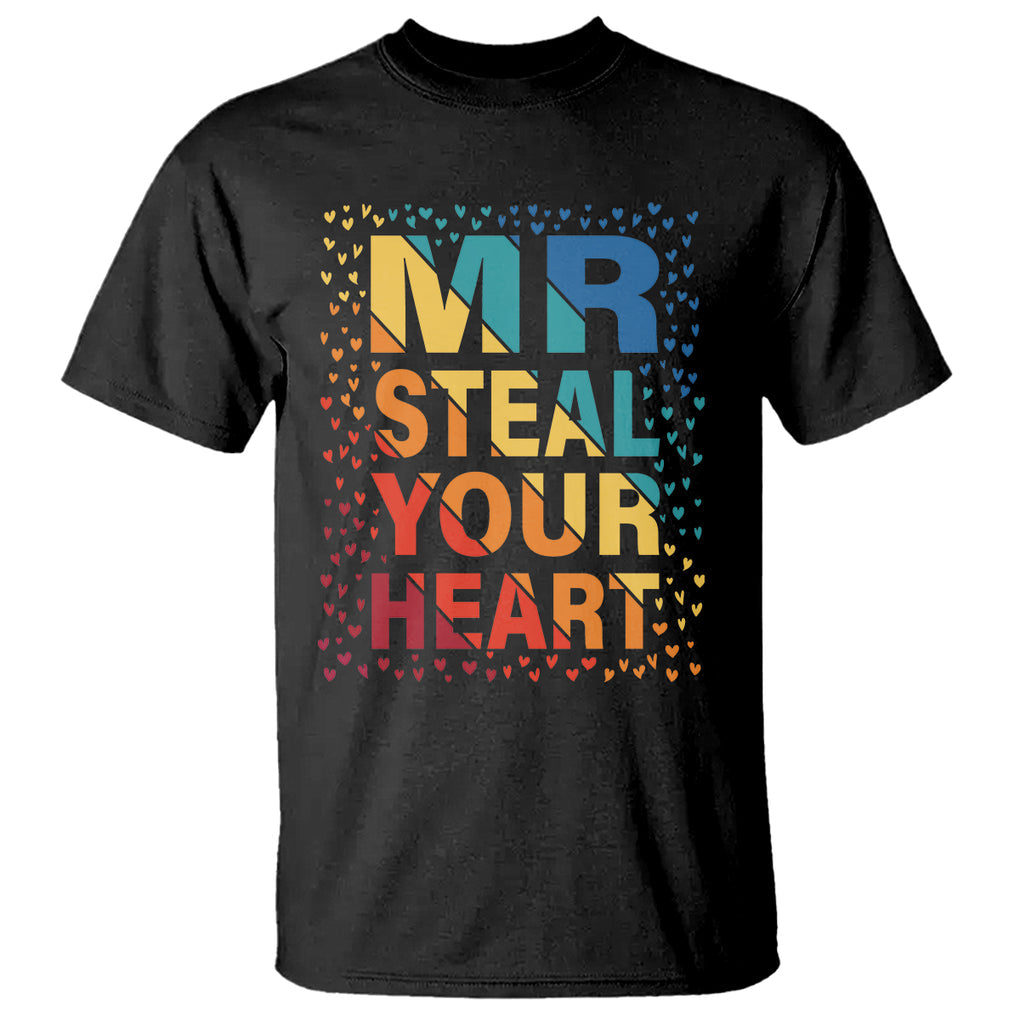 Valentine's Day T Shirt Mr Steal Your Heart Funny Rainbow Heart TS09 Black Printyourwear