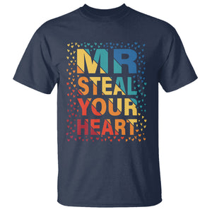 Valentine's Day T Shirt Mr Steal Your Heart Funny Rainbow Heart TS09 Navy Printyourwear