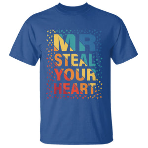 Valentine's Day T Shirt Mr Steal Your Heart Funny Rainbow Heart TS09 Royal Blue Printyourwear