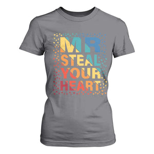 Valentine's Day T Shirt For Women Mr Steal Your Heart Funny Rainbow Heart TS09 Charcoal Print Your Wear