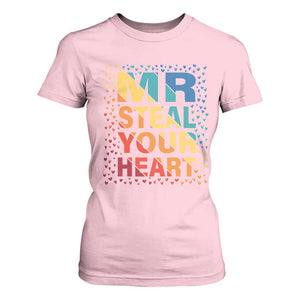 Valentine's Day T Shirt For Women Mr Steal Your Heart Funny Rainbow Heart TS09 Light Pink Print Your Wear