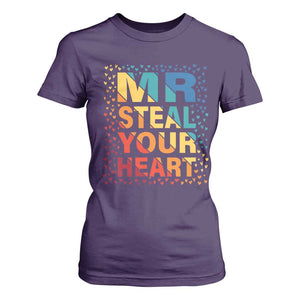 Valentine's Day T Shirt For Women Mr Steal Your Heart Funny Rainbow Heart TS09 Purple Print Your Wear